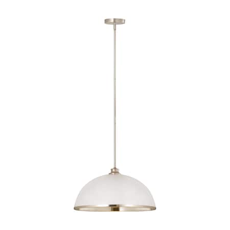 Z-Lite Landry 1 Light Pendant, Matte White & Brushed Nickel 1004P20-MW-BN